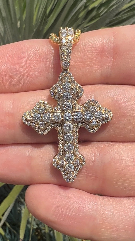 Large Diamond Orthodox Cross Pendant