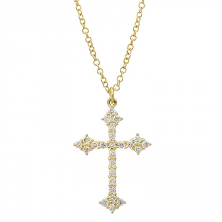 Diamond Cross Necklace Yellow Gold