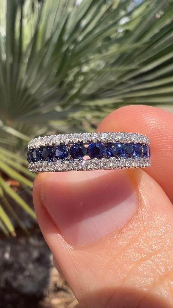 1.20 Carat Sapphire and Diamond Band Three Row Band