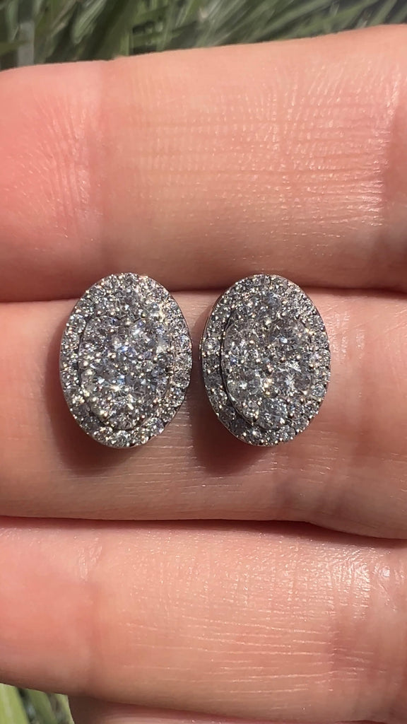 1.50CT Diamond Oval Shape Halo Stud Earrings