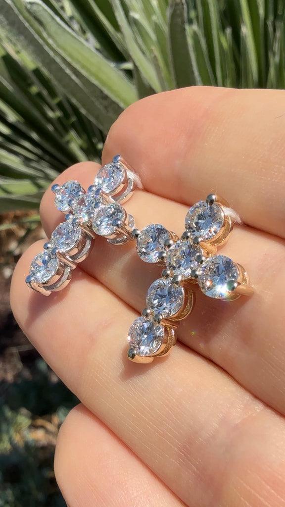 Six Stone Lab Grown Diamond Cross Necklace