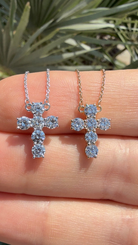 1 Carat Lab Grown Diamond Cross Necklace (Six Stone)