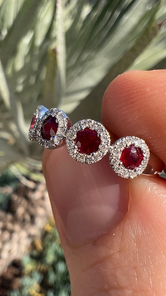 1 Carat Ruby Diamond 5 Stone Halo Band