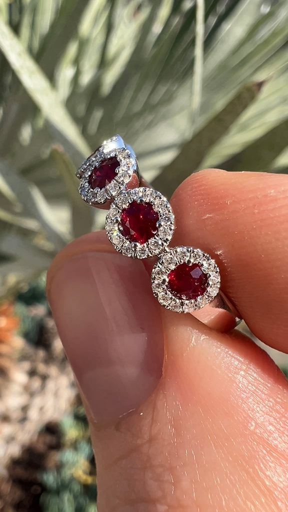 1 Carat Ruby Diamond 5 Stone Halo Band