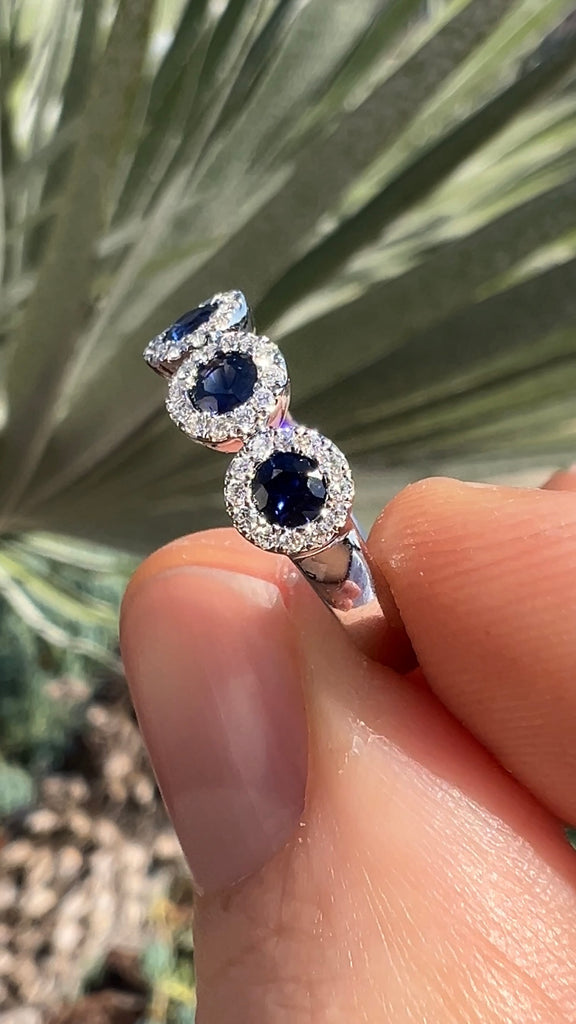 1 Carat Sapphire Diamond Halo Band