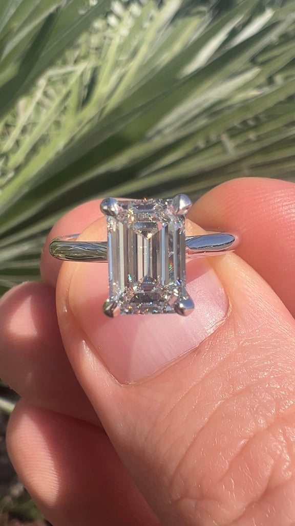 2 Carat Emerald Diamond Solitaire Engagement Ring