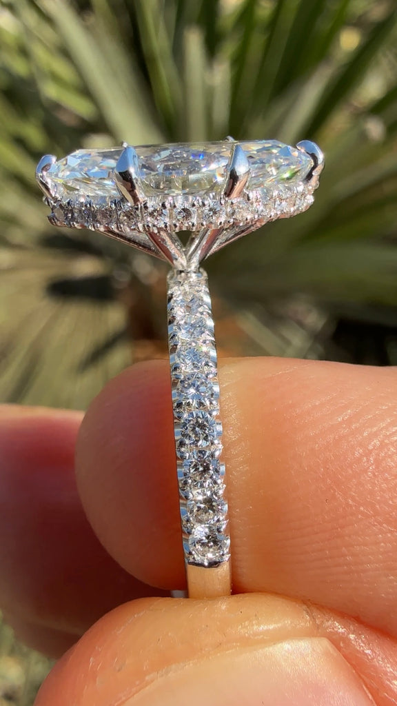 The Mia Ring / 2 Carat Marquise Diamond Engagement Ring with a Hidden Halo