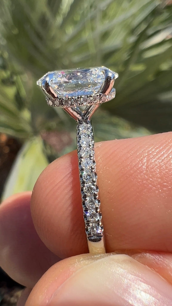  2 Carat Oval Diamond Engagement Ring with Hidden Halo
