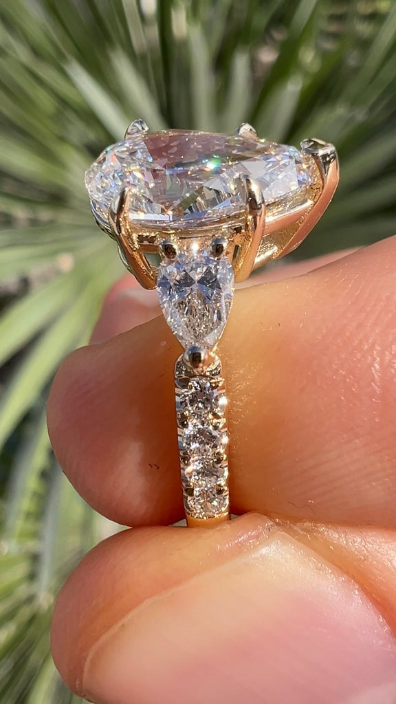 2 Carat Pear Diamond Three Stone Ring