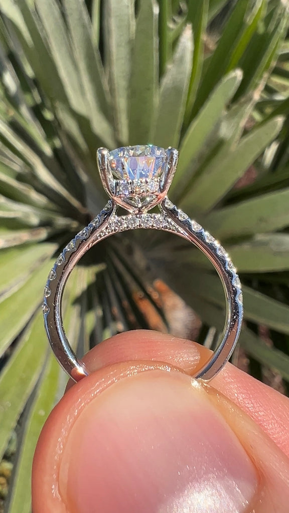 2 Carat Pear Shape Diamond Engagement Ring with Hidden Halo