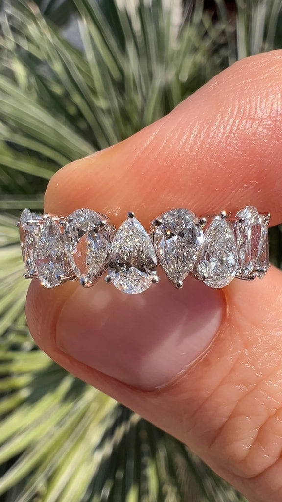 3.00 Carat North & South Pear Shaped Diamond Band