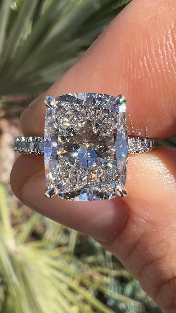 3.50 Carat Elongated Cushion Diamond Engagement Ring