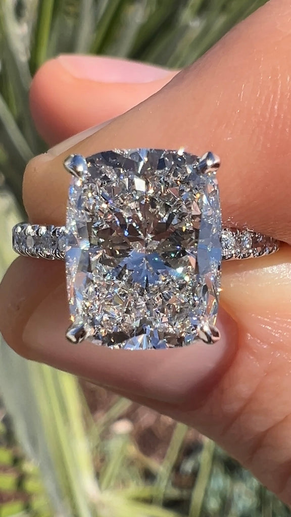 3.50 Carat Elongated Cushion Diamond Lab Diamond Engagement Ring