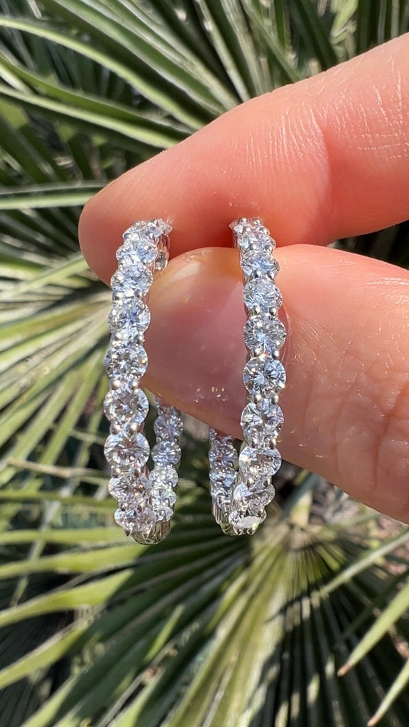 Inside-Out Diamond Hoop Earrings (30MM & 6 Carats)