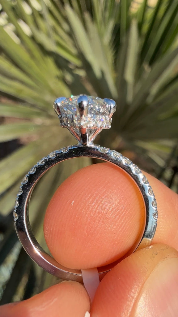 3 Carat Marquise Diamond Engagement Ring with a Hidden Halo