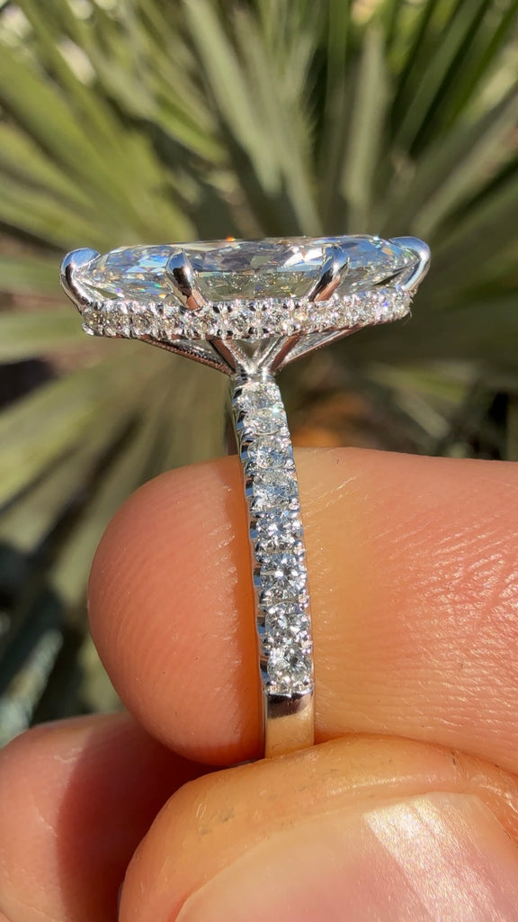 3 Carat Marquise Diamond Engagement Ring with a Hidden Halo