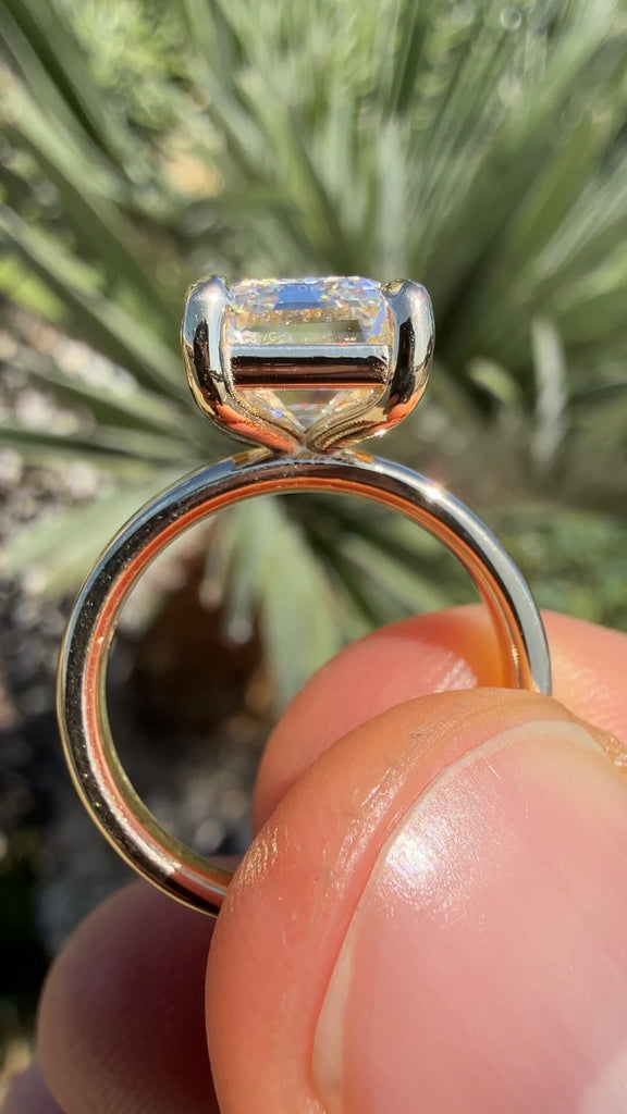 3MM Solitaire Lab Grown Diamond Emerald Cut Engagement Ring