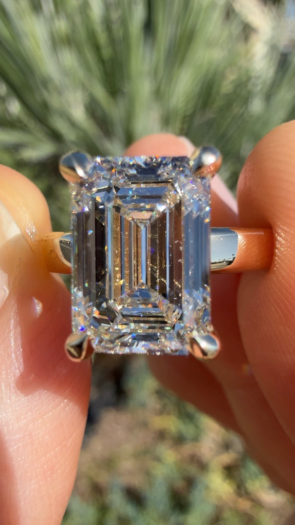 3MM Solitaire Lab Grown Diamond Emerald Cut Engagement Ring