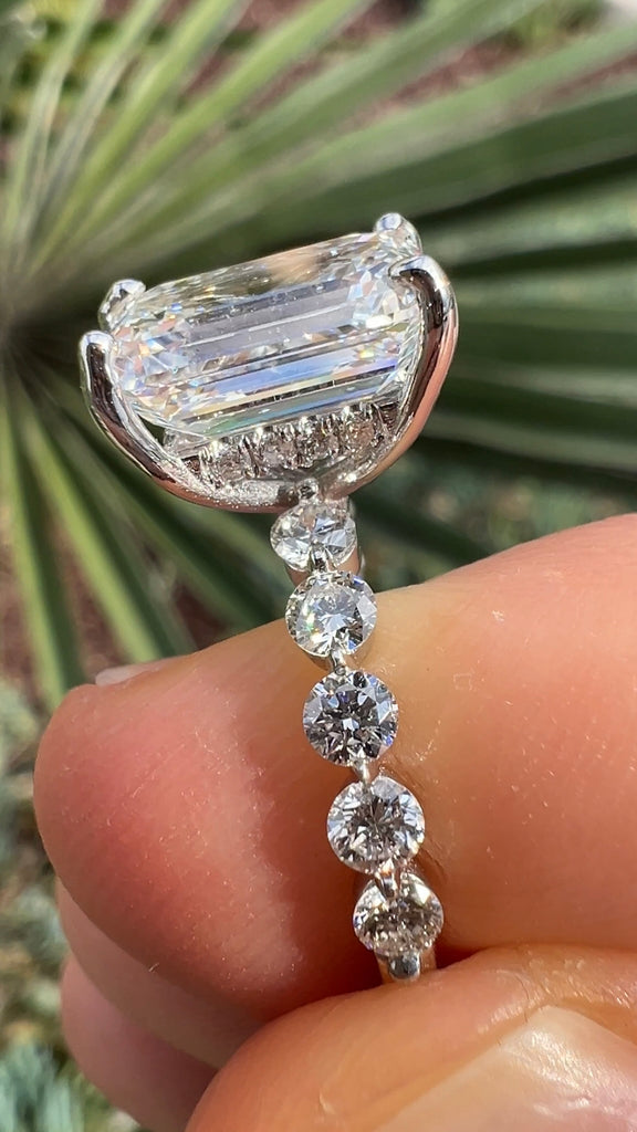 4 Carat Emerald Lab Diamond Shared Prong Engagement Ring