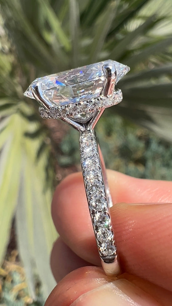 5 Carat Oval Diamond Engagement Ring with a Hidden Halo\
