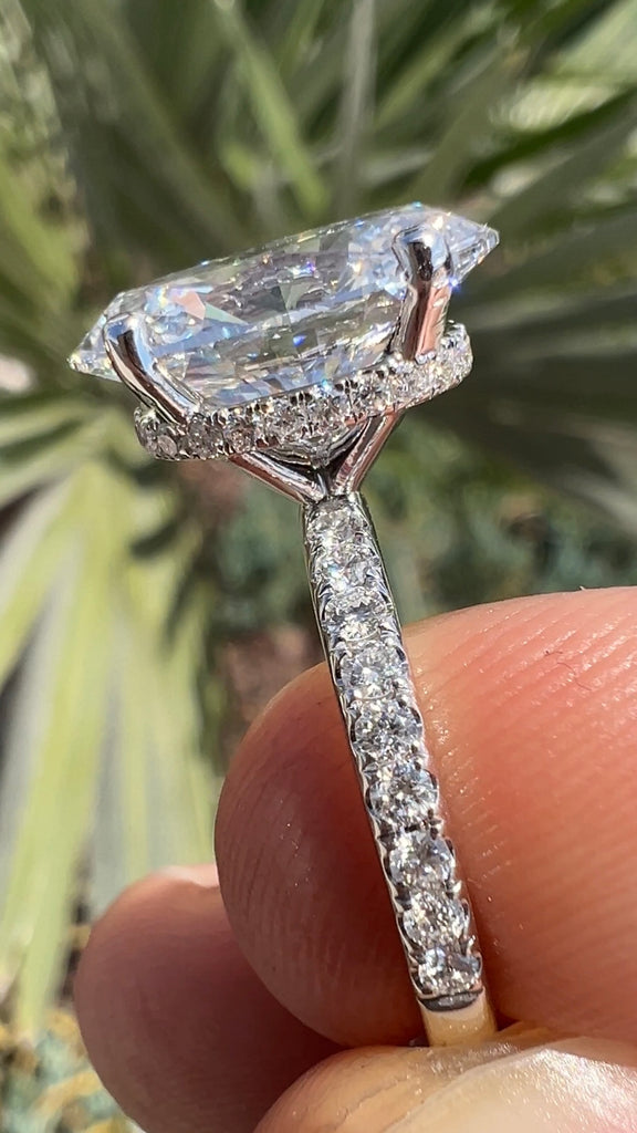 5 Carat Oval Diamond Engagement Ring with a Hidden Halo
