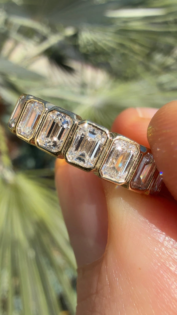 Bezel Set Lab Grown Emerald Diamond Eternity Band
