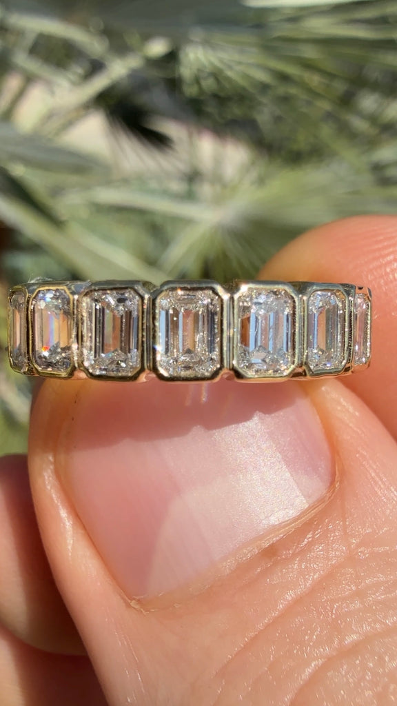 Bezel Set Lab Grown Emerald Diamond Eternity Band