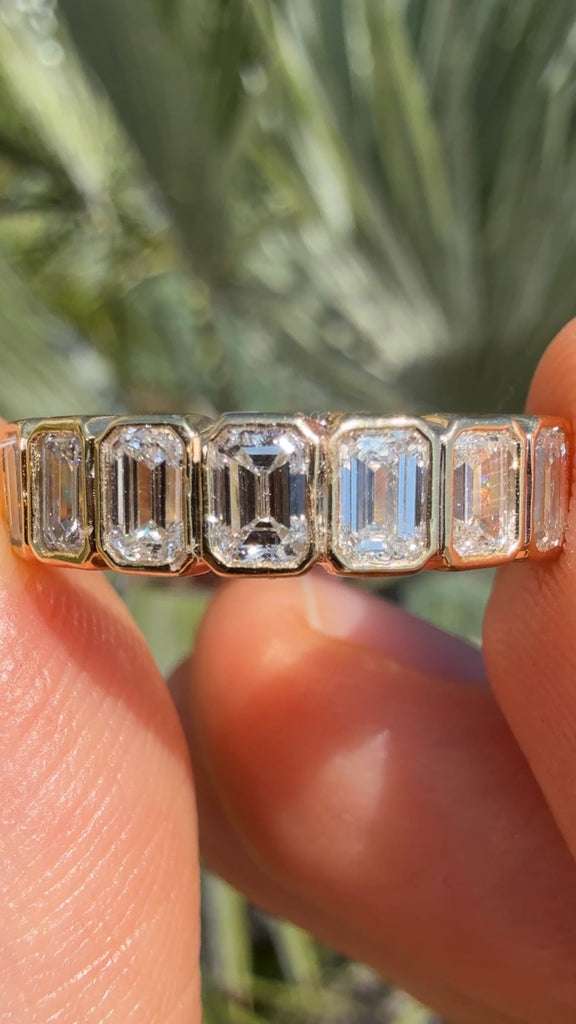 Bezel Set Lab Grown Emerald Diamond Eternity Band