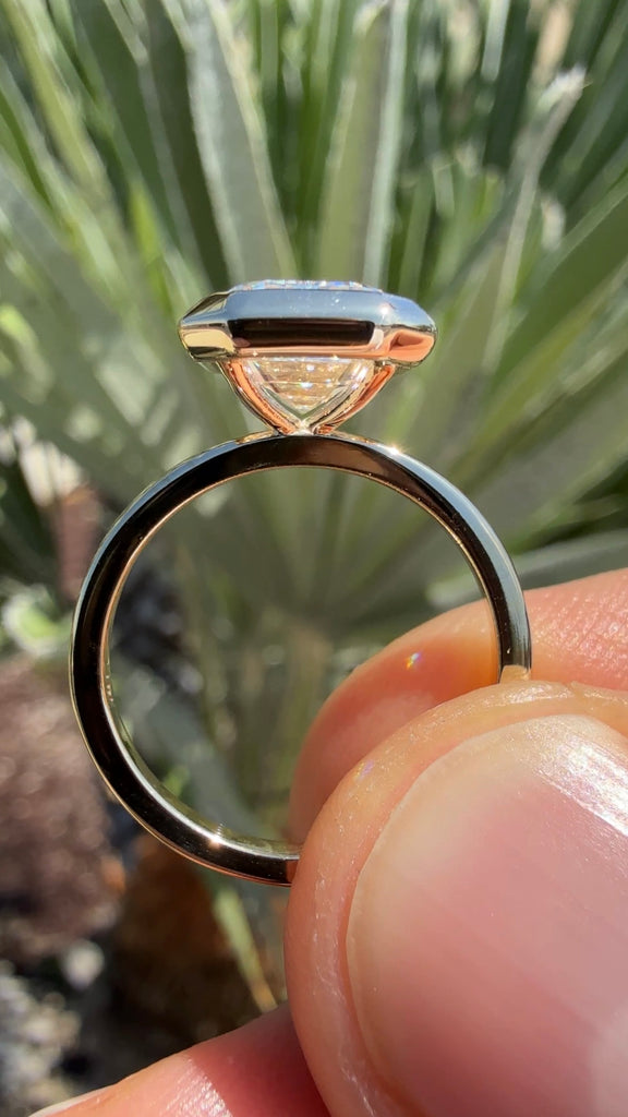 Bezel Set Lab Grown Emerald Diamond Solitaire Engagement Ring