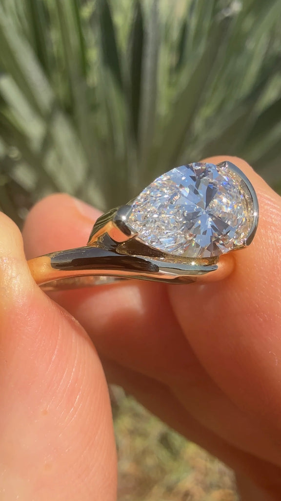 The Wave Ring - Lab Grown Pear Diamond Bypass Engagement Ring