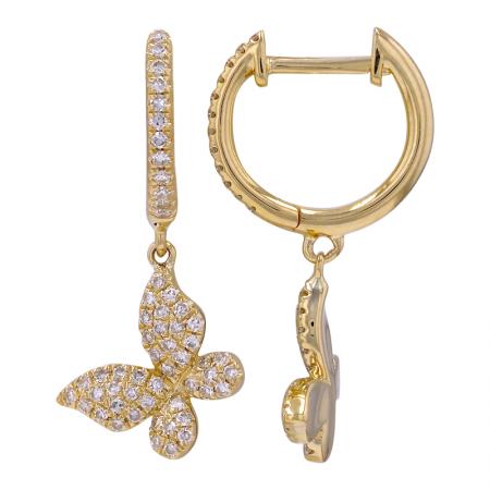 Dangling Diamond Butterfly Huggie Earrings