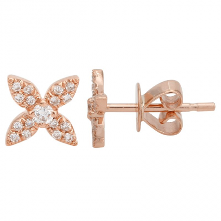 Diamond Flower Stud Earrings