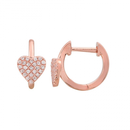 Diamond Heart Huggie Earrings