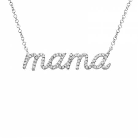 Diamond Script Mama Necklace