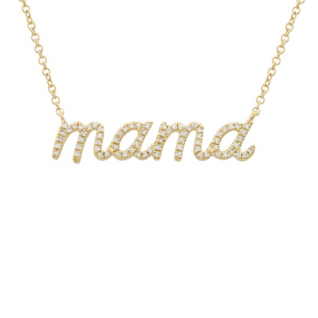 Diamond Script Mama Necklace