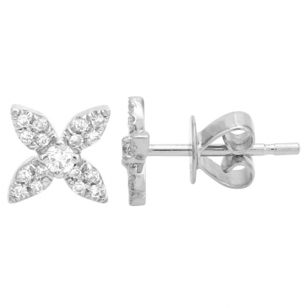 Diamond Flower Stud Earrings