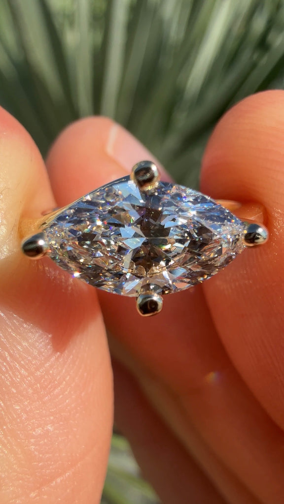 East-West Lab Grown Diamond Marquise Bypass Ring