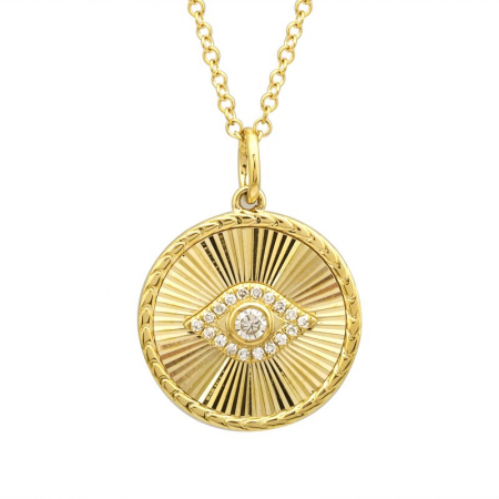 Fluted Evil Eye Diamond Necklace