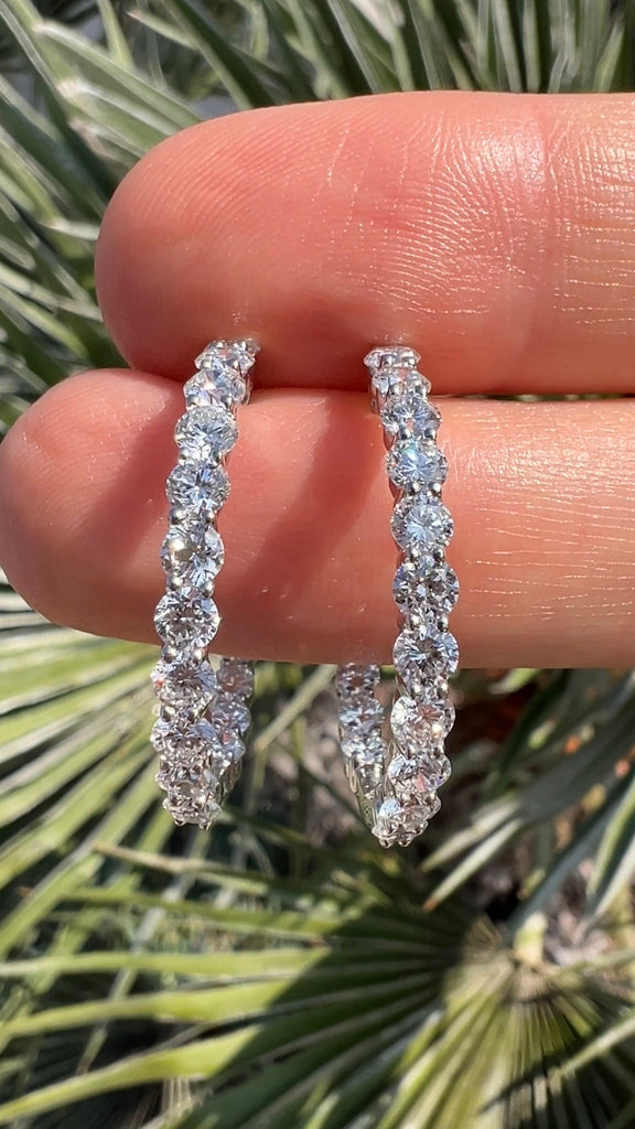 Inside-Out Diamond Hoop Earrings (30MM & 6 Carats)