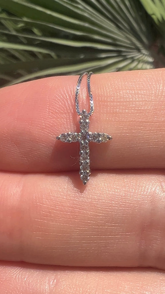 Kids Diamond Cross Necklace Mini Cross