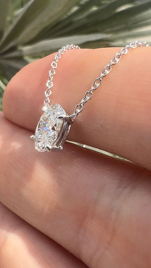 Lab Grown Oval Diamond Solitaire Necklace