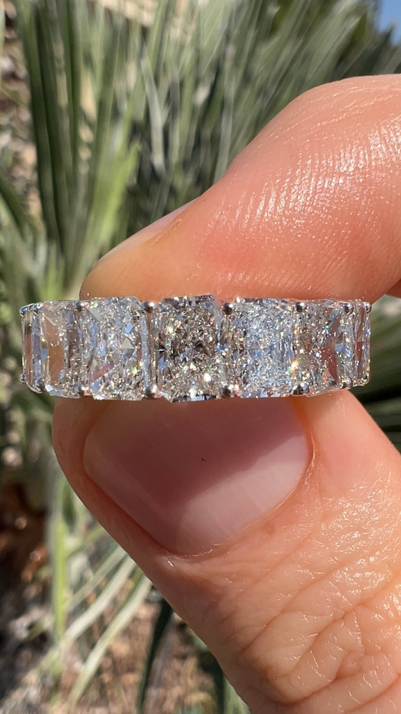 Lab Grown 8.75 Carat Radiant Diamond Band