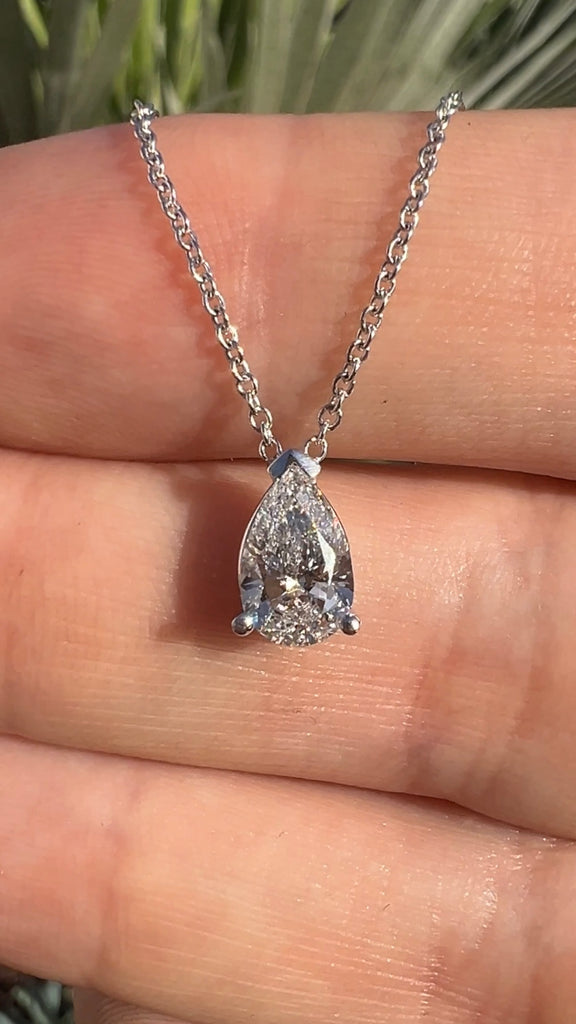Lab Grown Pear Diamond Solitaire Necklace