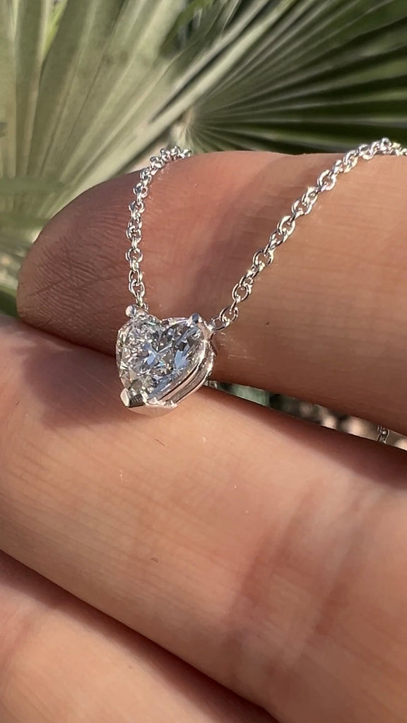Lab Grown Heart Diamond Solitaire Necklace