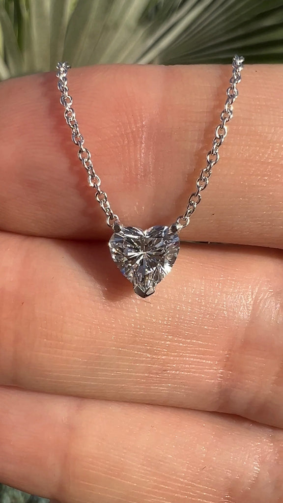 Lab Grown Heart Diamond Solitaire Necklace