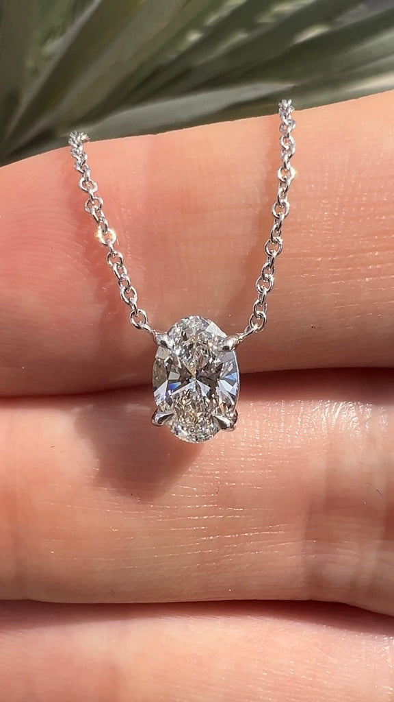 Lab Grown Oval Diamond Solitaire Necklace