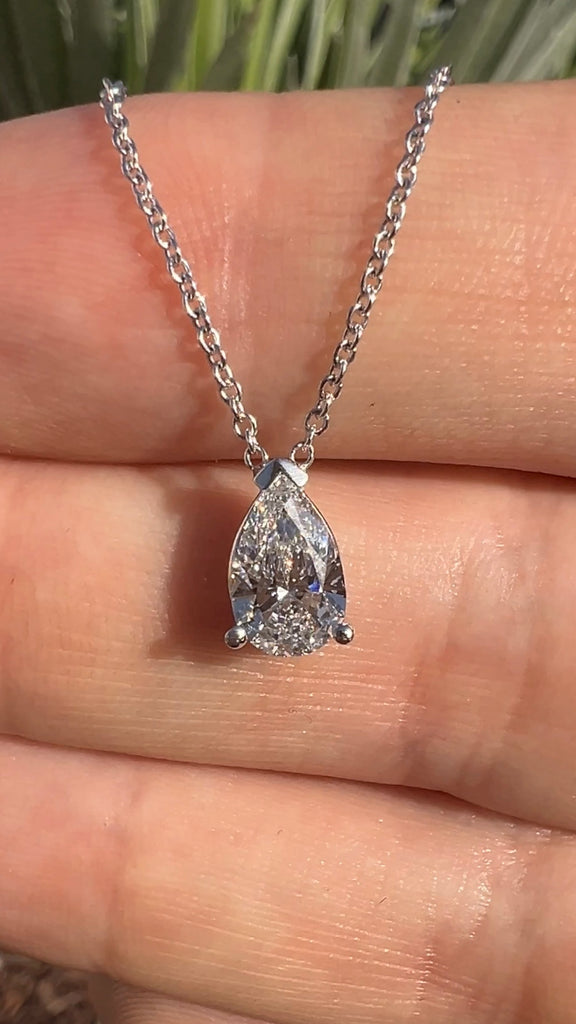 Lab Grown Pear Diamond Solitaire Necklace