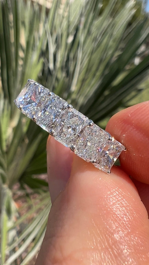 Lab Grown 8.75 Carat Radiant Diamond Band