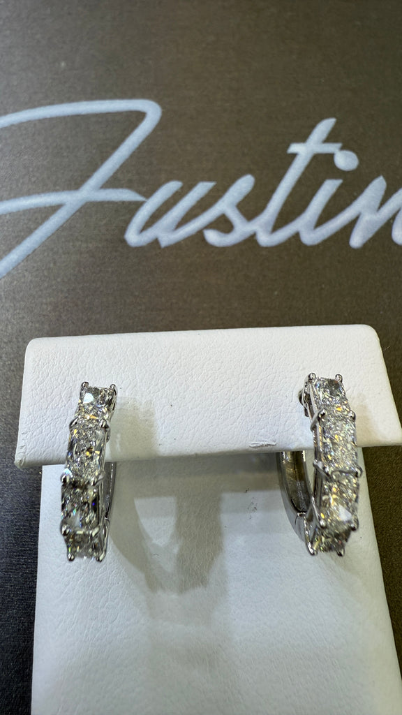 Lab Grown Radiant Diamond Huggie Earrings