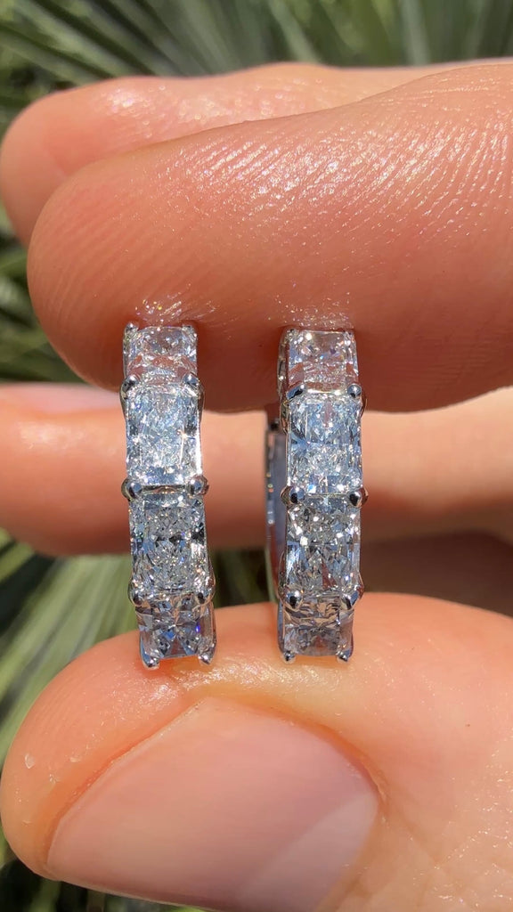 Lab Grown Radiant Diamond Huggie Earrings